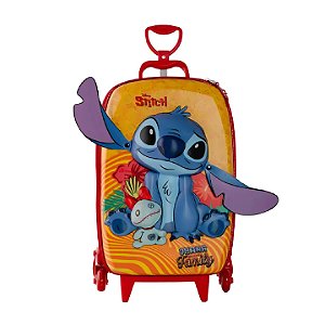 Mochila Escolar Stitch Tropical com 03 Rodinhas Maxtoy