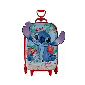 Mochila Escolar Stitch Praia com 03 Rodinhas Maxtoy