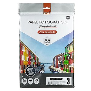 Papel Fotografico inkjet A4 Glossy Brilhante 180g - Brw 50 Unidades