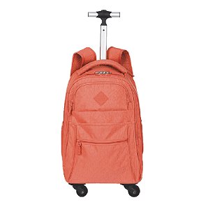Mochila com 4 Rodas Sestini Rolling Grande Crinkle Laranja - Apricot