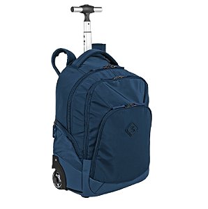 Mochila De Rodinhas 2 Compartimentos Sestini Rolling 2 Azul - Oceano