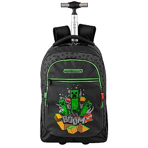 Mochila Carrinho Mega Rodas Minecraft Icons Preto