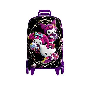 Mochila Escolar de Rodinhas Hello Kitty Amigas 3D Maxtoy