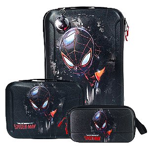 Kit Mala Escolar 03 Rodinhas Homem-Aranha Miles
