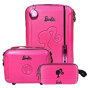 Kit Mala Escolar 03 Rodinhas Barbie Pink Style