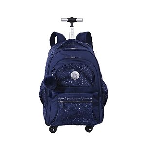 Mochila com Rodinhas Sestini 4 Rodas Paul Frank Azul