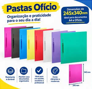 Kit 10 Pastas Grampo Trilho Plástico