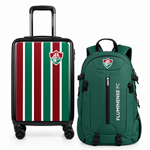 Kit Mala de Viagem Bordo 10kg Bagaggio Fluminense Tricolor + Mochila