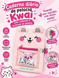Caderno Diario de Pelúcia Kawaii com botons de pelucia