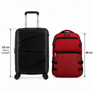 Mala de Viagem Bordo Sestini Preta com Mochila Samsonite Meriton Vinho