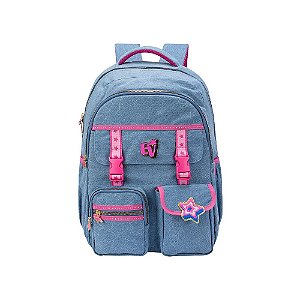 Mochila Escolar Juvenil Grande Jeans Emilly Vick