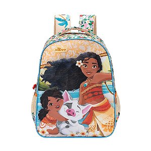 Mochila Escolar Infantil Grande Bege Moana Disney R