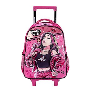 Mala Mochila com Rodinhas Escolar Infantil Grande Rosa Emilly Vick R
