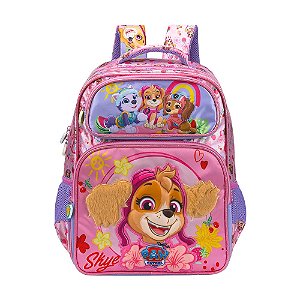 Mochila Patrulha Canina Escolar Infantil Pelúcia Skye Rosa