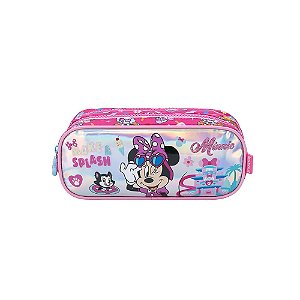 Estojo Duplo Minnie Disney Escolar Rosa