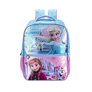 Mochila Escolar Infantil Grande Azul Frozen Disney