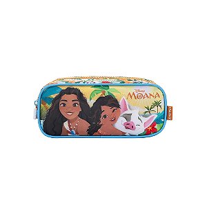 Estojo Triplo Escolar Infantil Bege Moana Disney R