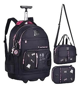 Kit Mochila De Carrinho Rebecca Bonbon Charm Pins Lancheira Estojo Rb28049