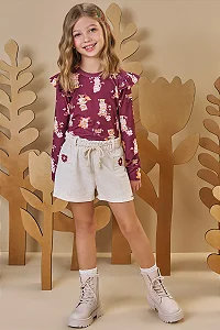 BLUSA ML E SHORT BORDO ESCURO