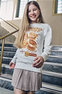 BLUSAO ALONGADO EM MOLETOM COM PELUCIA OFF WHITE