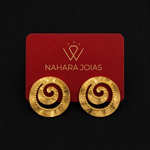 Brinco Caracol Orgânico Texturizado Banhado a Ouro 18k
