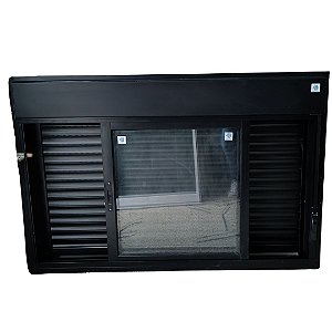 Janela 2 folhas c/ Persiana Integrada Automatizada WIFI L-Suprema Preto Vidro 3mm Tela Mosqueteira