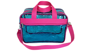 BOLSA MULTIUSO TRANSPARENTE COLORIDA PARA ORGANIZAÇÃO PESSOAL, VIAGEM, ACADEMIA E PRAIA