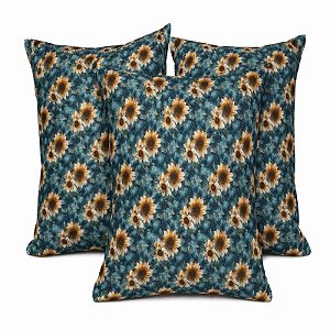 Kit 3 Capas de Almofadas Girassóis