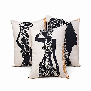 Kit 3 Capas de Almofadas Africana