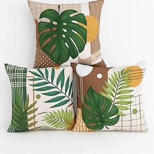 Kit 3 Capas de Almofada Botânica Boho