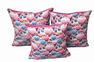 Kit 3 Capas de Almofada Amor