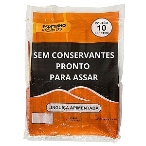 Espetinho de Linguiça Apimentada 10 Unidades Sem Conservantes Pronto para Assar