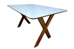 MESA CAMELIA 140X90 TP VIDRO C/BORDA CINAMOMO - VA MOV