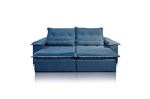 SOFA RETR VALENCIA 210CM VEL AZUL/529 - JC ESTOFADOS