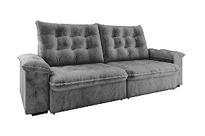 SOFA RETR APOLO 200CM VEL CINZA/ - FLASH ESTOFADOS