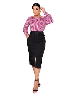 Saia Midi Fenda Alfaiataria