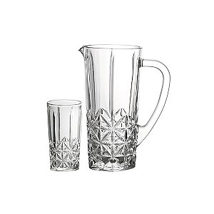 Conjunto de Jarra de Vidro 1 L com 6 Copos 265 ml Design Premium