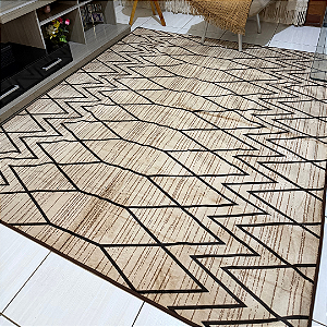 Tapete Geométrico Veludo Anti derrapante 2,40m X 2M Grande