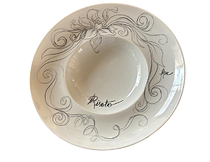 Prato de Risoto em Porcelana Flores e Arabescos