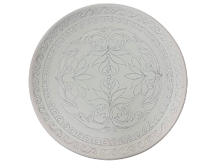 Prato Decorativo Biscoito Arabescos Indiano 33 cm P/ Pintar