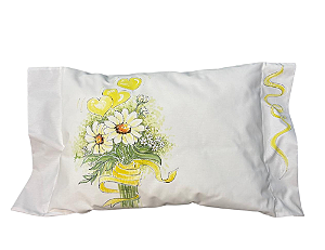 Travesseiro Buquet Margaridas com Fita Amarela