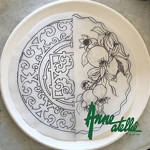 Gabarito Romãs Azulejo Versace em Papel Vegetal p/ Prato de 30cm/Diâmetro