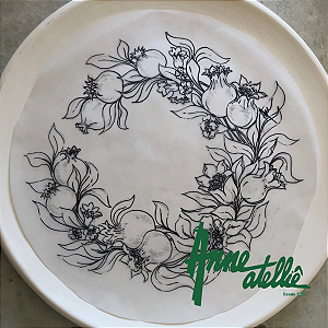 Gabarito Papel Vegetal Galhos de Romãs 30cm/Diâmetro