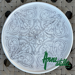 Gabarito Azulejo Volutas para Prato 30cm/Diâmetro Papel Vegetal
