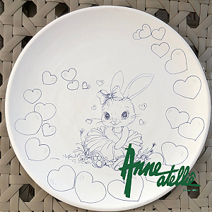 Gabarito Papel Vegetal Prato 30cm/Diâmetro Coelha Apaixonada