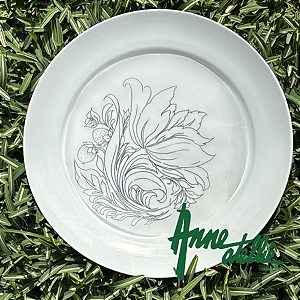 Botões de Magnólias Autoral PDF para Porcelana - Risco 26cm/Diâmetro Tamanho Real