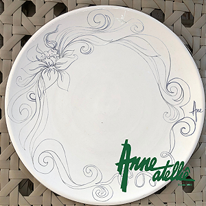 Borda de Orquídeas - Risco em PDF para Porcelana/Cerâmica 26cm/Diâmetro - Desenho ideal para Peça de 26cm/Diâmetro