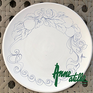 Borda Limões Sicilianos - Risco em PDF para Porcelana/Cerâmica 26cm/Diâmetro - Desenho ideal para Peça de 26cm/Diâmetro
