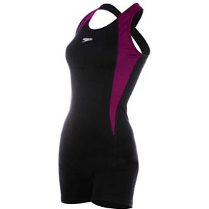 Maiô Speedo Macaquinho Cross (Preto Fucsia)