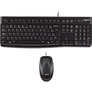 Kit Teclado e Mouse Com Fio USB Logitech MK120 Preto [F002]